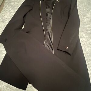 Elegant Black Blazer with White Trim